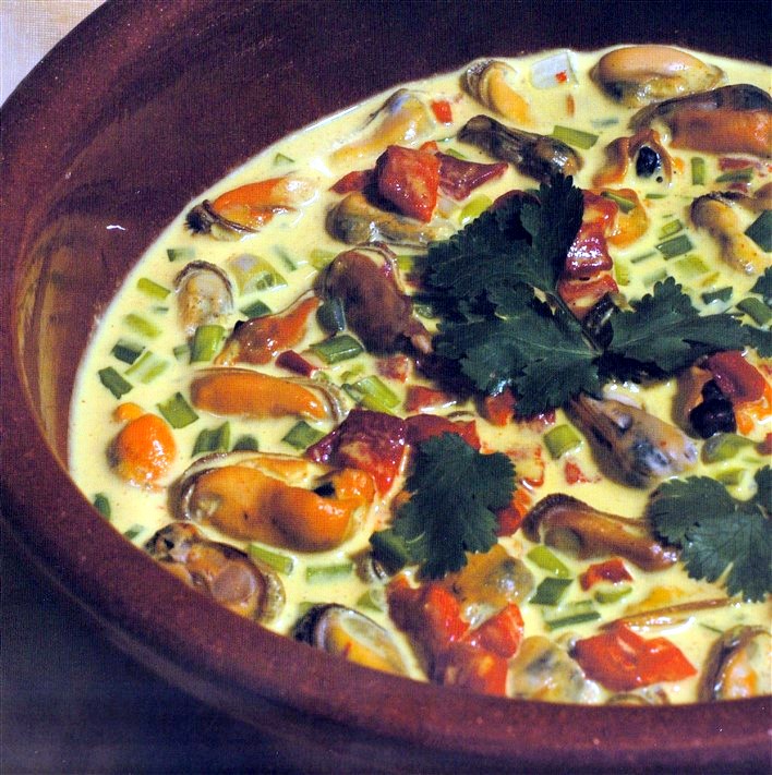 Mosselpotje met curry uit koken met jenever en ander Schiedams gedistilleerd